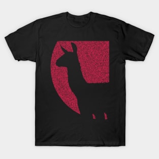 Distressed Minimalistic Red Sun Llama Silhouette T-Shirt